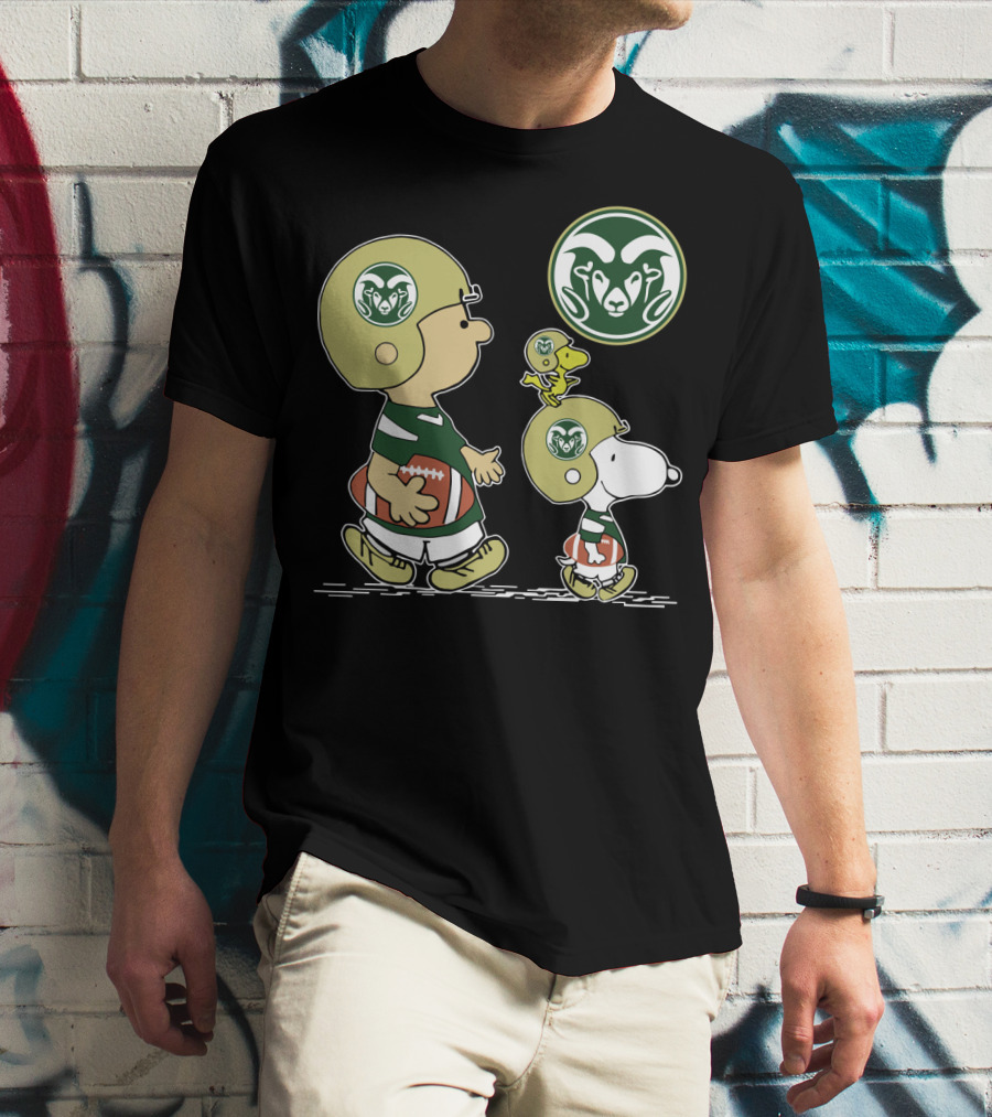 Colorado State Rams Snoopy And Woodstock Football Helmets T-Shirt