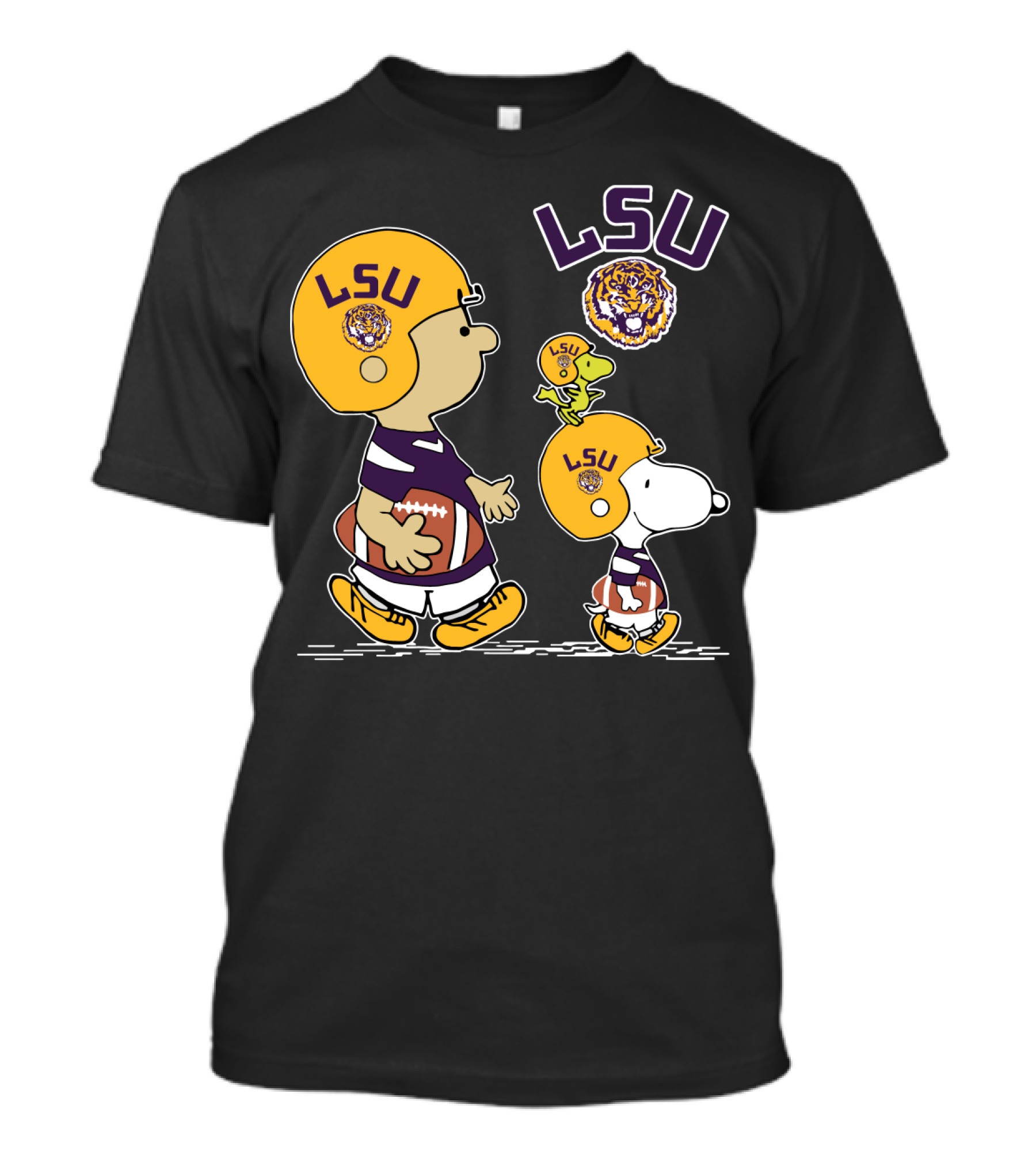 LSU Tigers Peanuts Characters Football Helmets T-Shirt