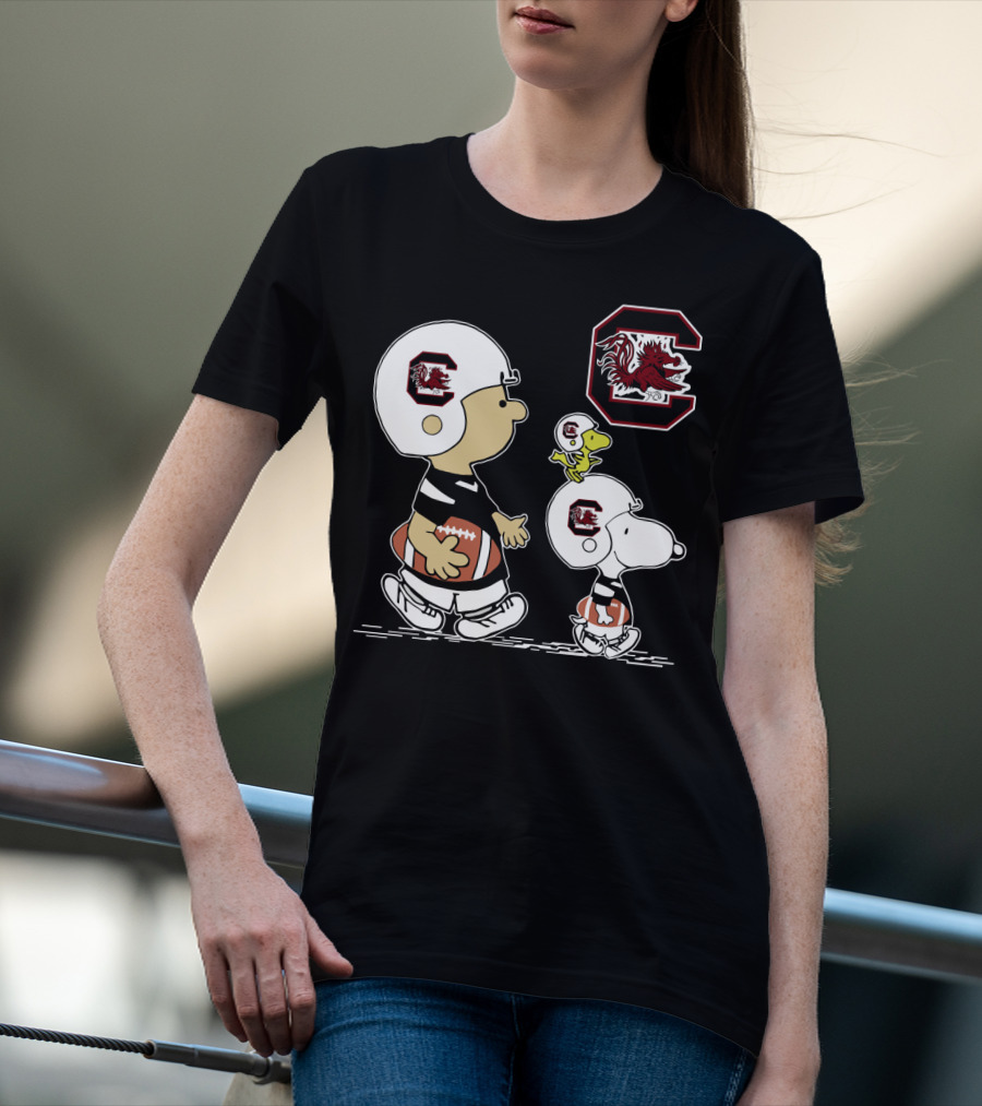 South Carolina Gamecocks Snoopy And Friends Football Helmets T-Shirt
