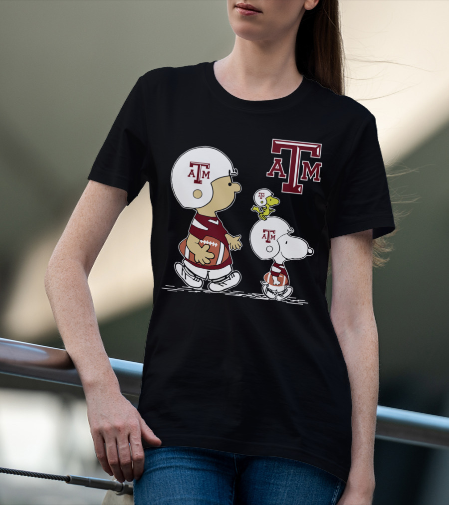 Texas A&M Aggies Snoopy Peanuts Football Woodstock T-Shirt