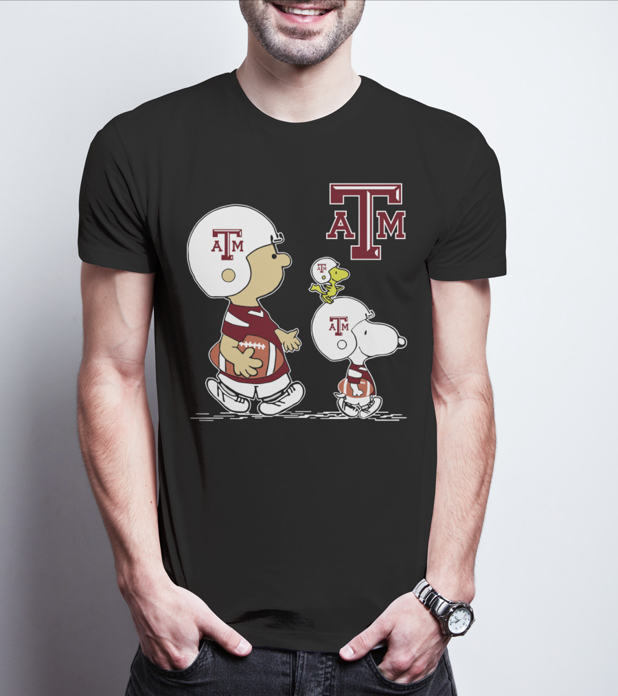 Texas A&M Aggies Snoopy Peanuts Football Woodstock T-Shirt