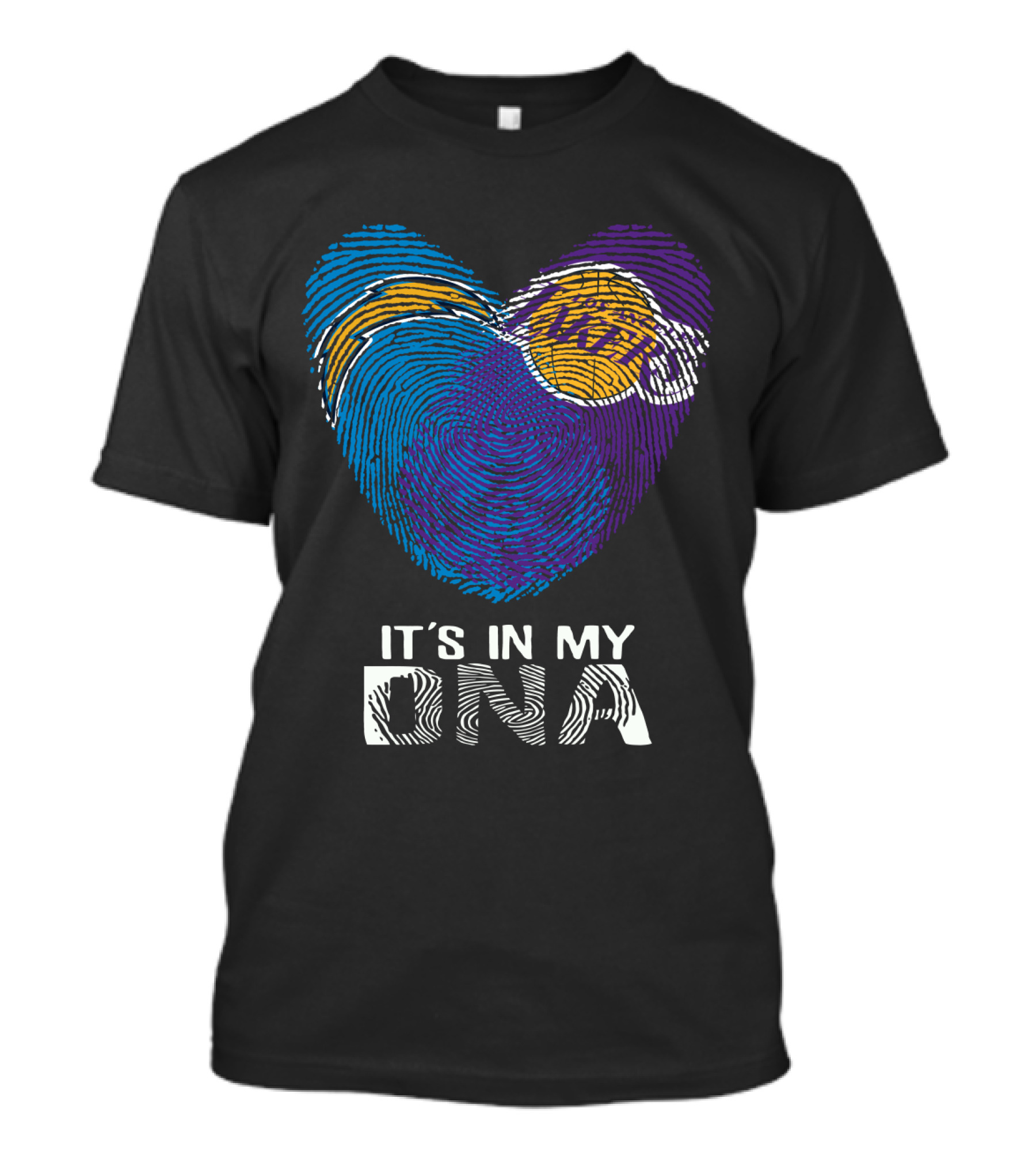Chargers Lakers It's In My DNA Fingerprint Heart T-Shirt