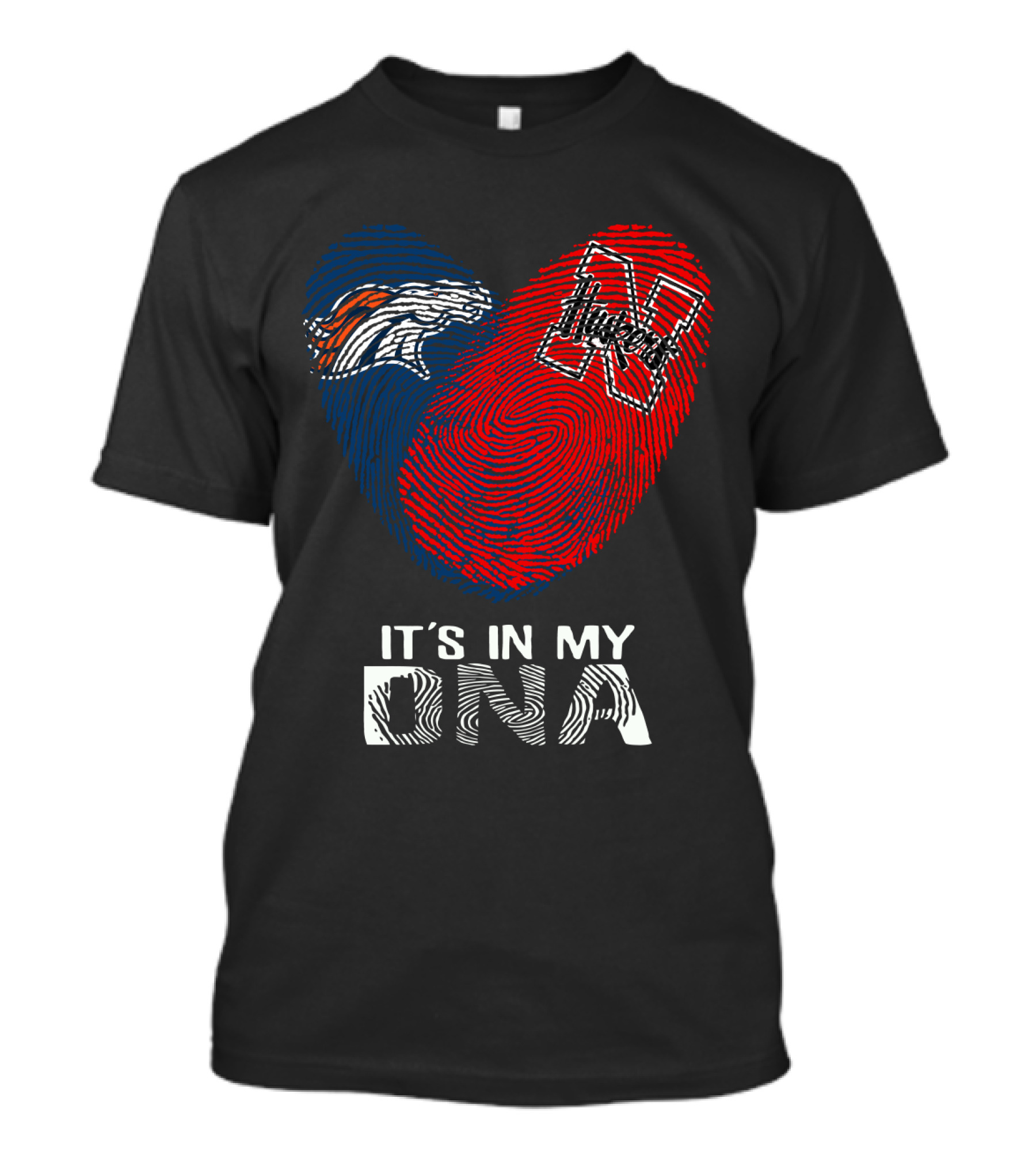 Broncos Huskers It's In My DNA Fingerprint Heart T-Shirt
