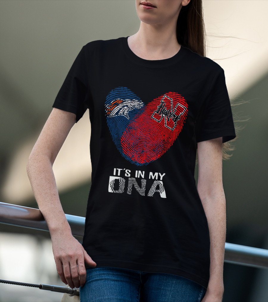 Broncos Huskers It's In My DNA Fingerprint Heart T-Shirt