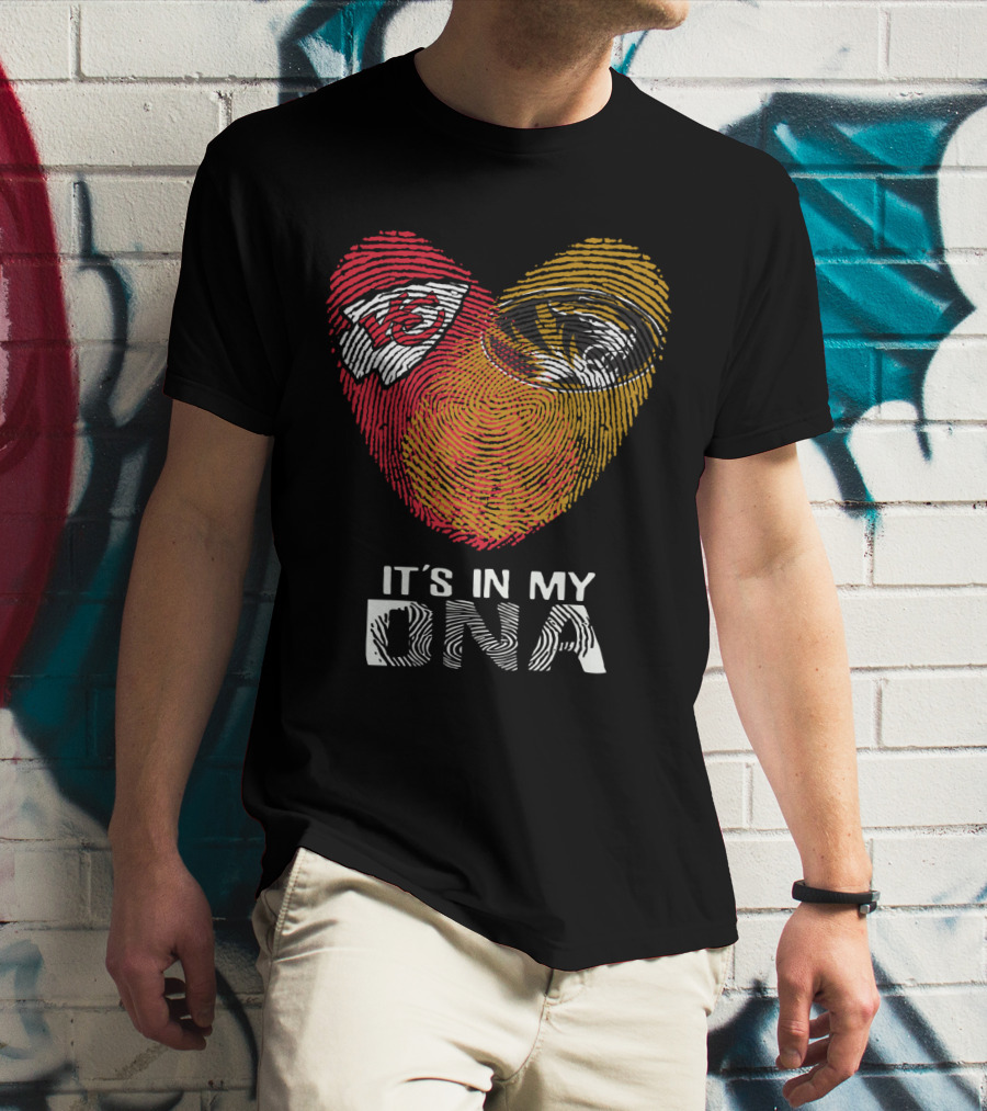 Chiefs Missouri Tigers It's In My Dna Fingerprint Heart T-Shirt