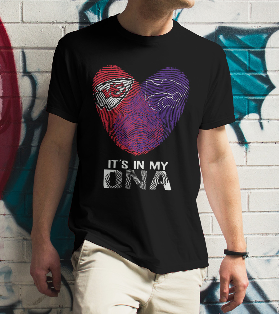 Chiefs Kansas State It's In My DNA Heart Fingerprint T-Shirt