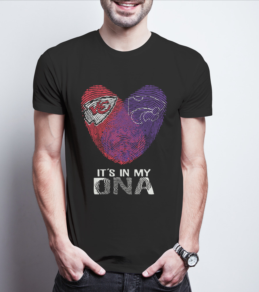 Chiefs Kansas State It's In My DNA Heart Fingerprint T-Shirt