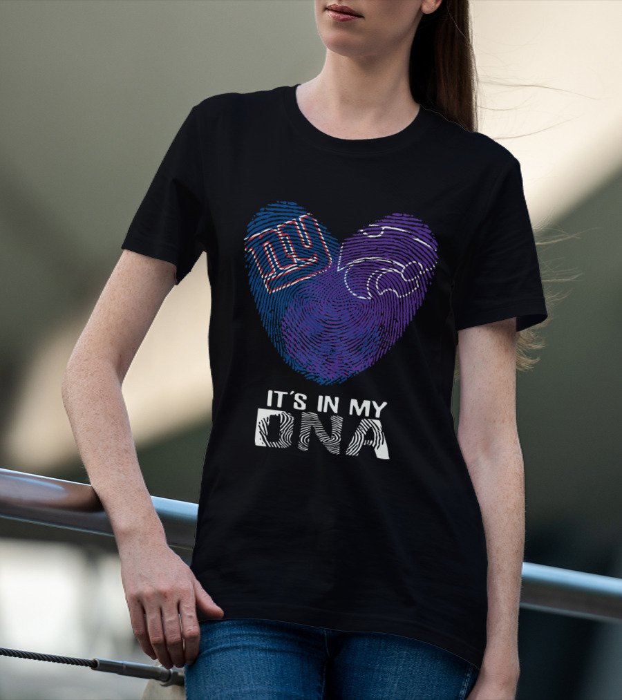 Giants Kansas St It's In My DNA Fingerprint Heart T-Shirt