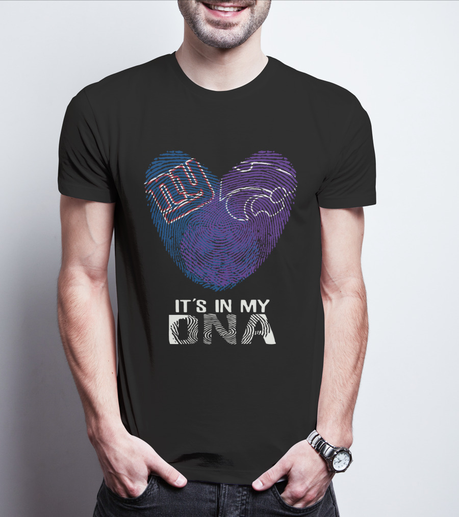 Giants Kansas St It's In My DNA Fingerprint Heart T-Shirt