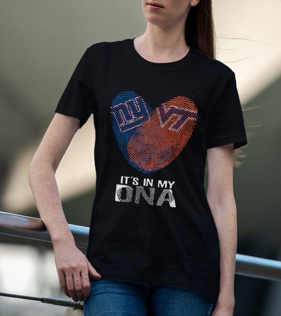 Giants VT It's In My DNA Fingerprint Heart T-Shirt