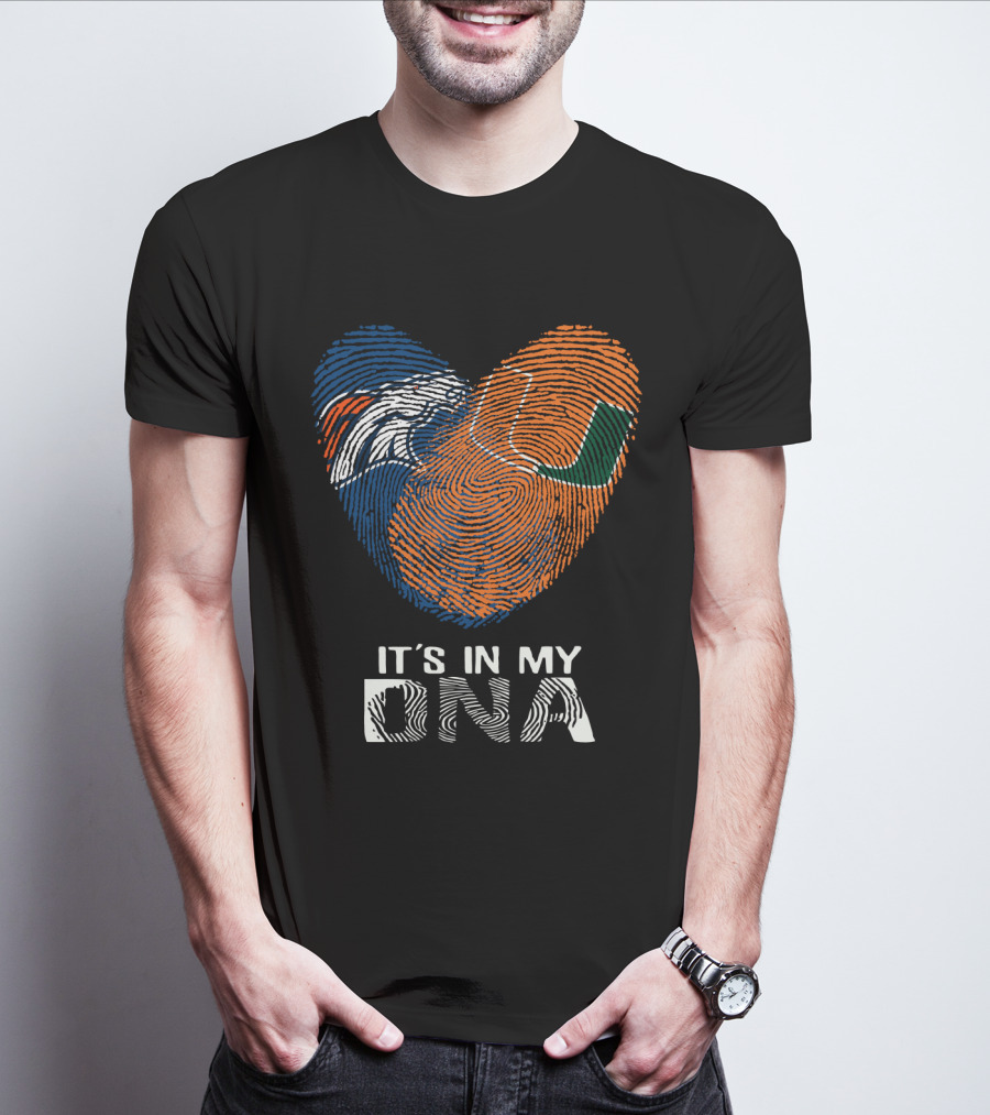 Broncos Hurricanes It's In My DNA Fingerprint Heart T-Shirt