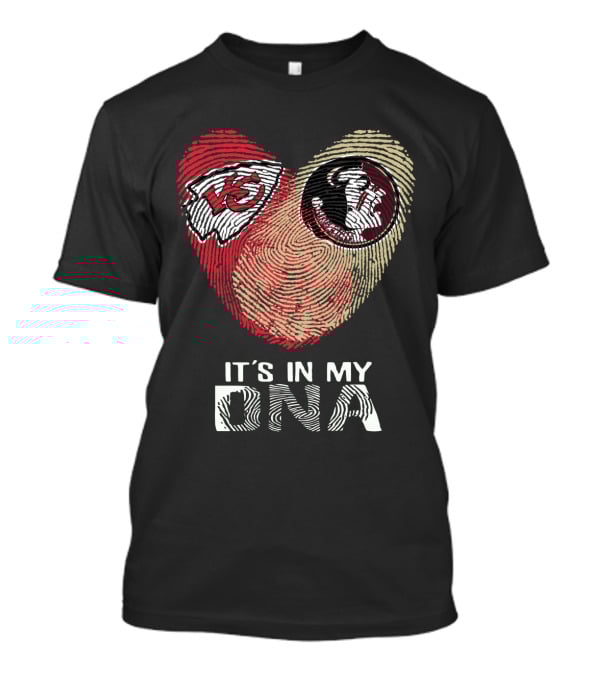 Chiefs Seminoles Fingerprint Heart It's In My Dna T-Shirt