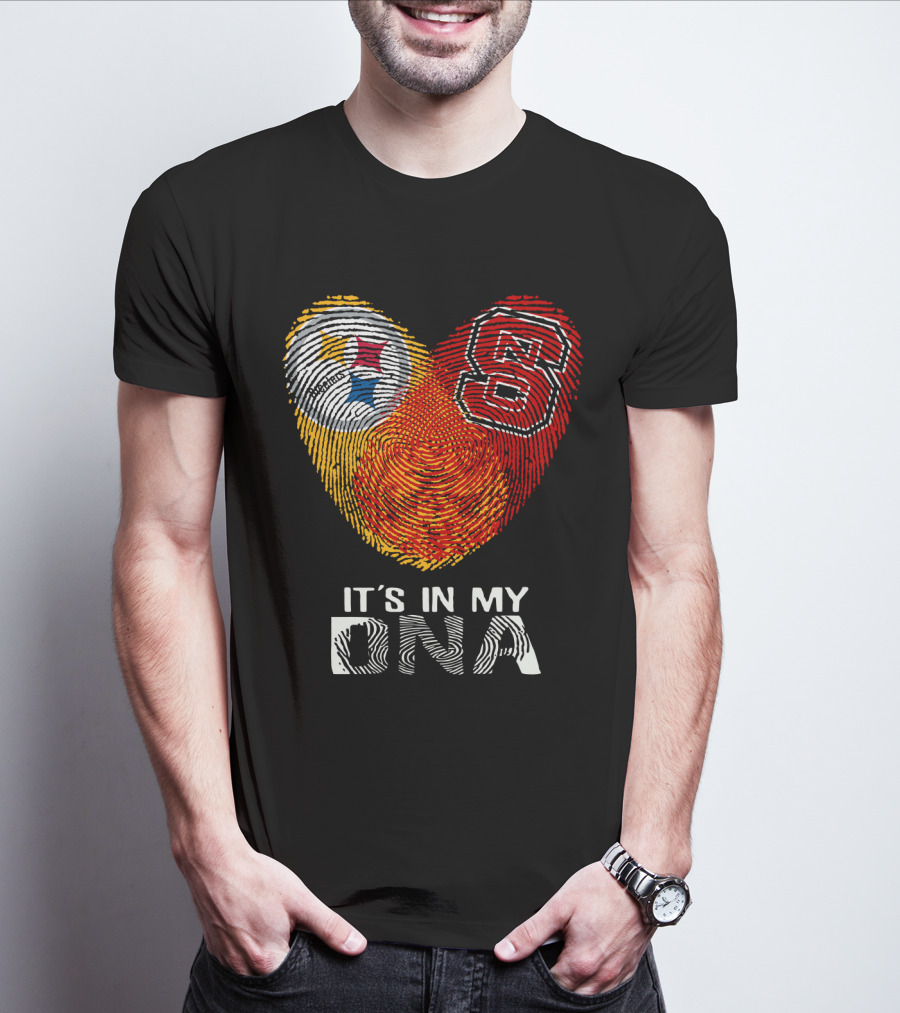 Steelers NC St It's In My DNA Fingerprint Heart T-Shirt