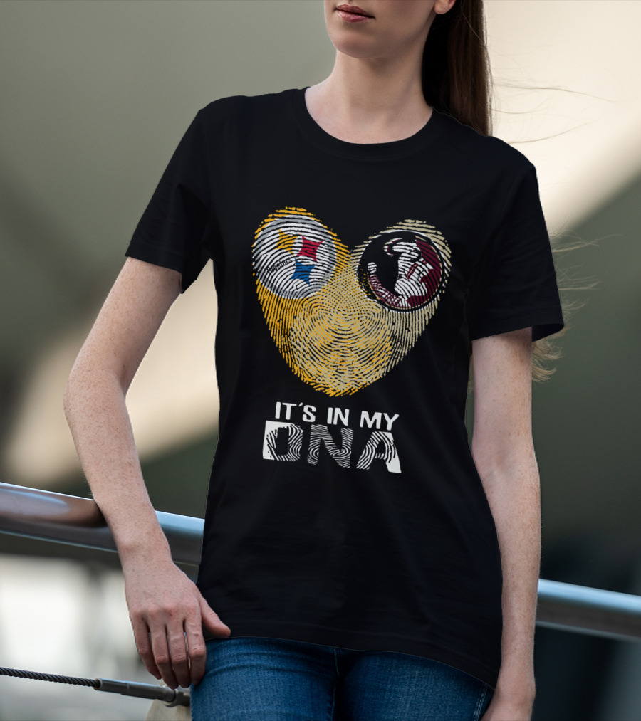 Steelers Seminoles It's In My DNA Fingerprint Heart T-Shirt