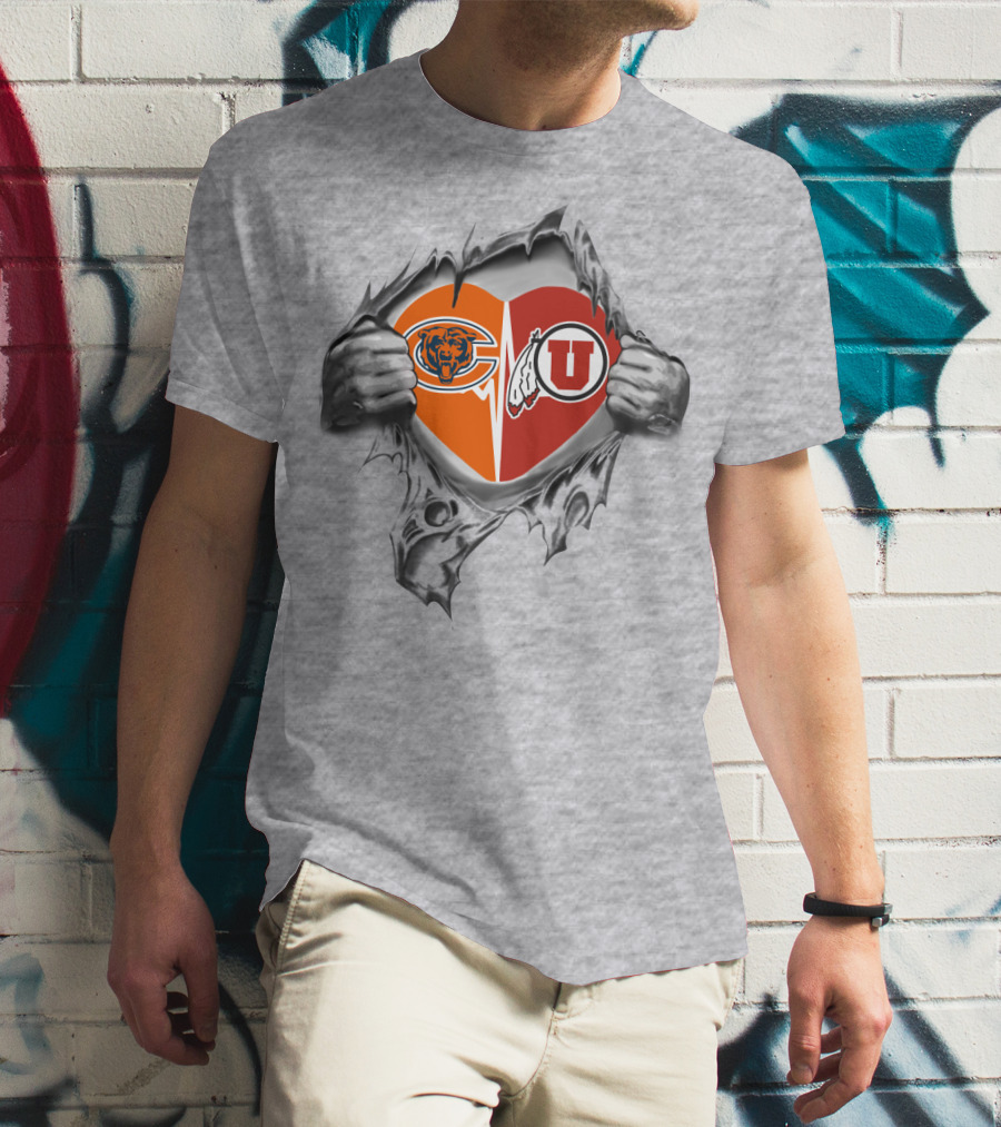 Bears Utah Utes Heart Tear Dual T-Shirt