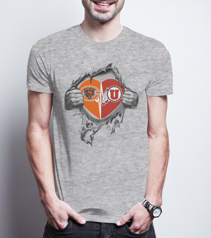 Bears Utah Utes Heart Tear Dual T-Shirt