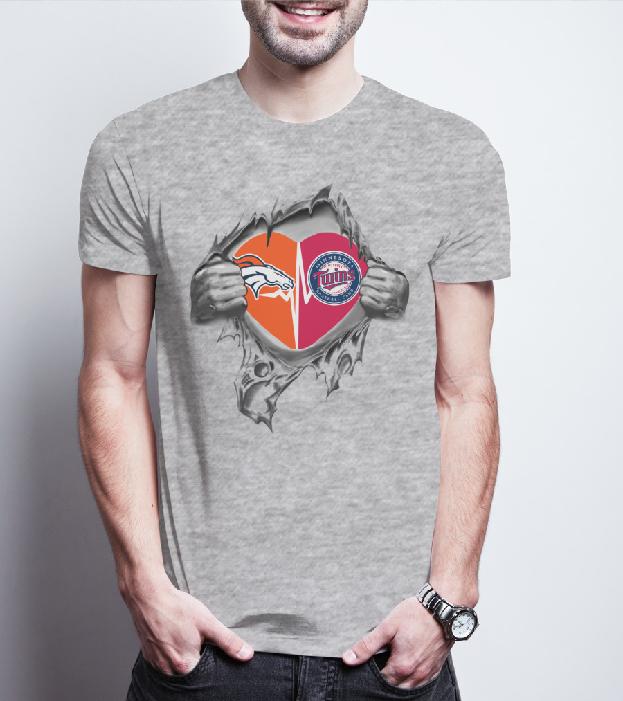 Broncos Twins Minnesota Heart Fusion T-Shirt