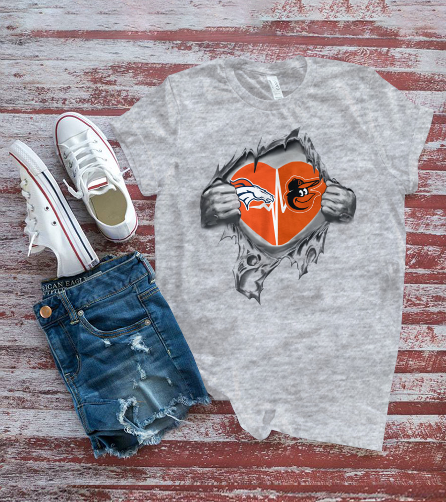 Broncos Ravens Heartbeat Passion T-Shirt