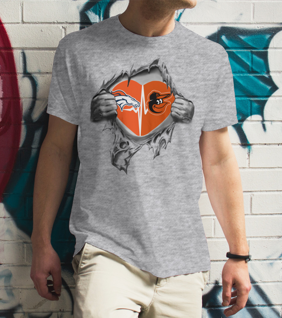 Broncos Ravens Heartbeat Passion T-Shirt