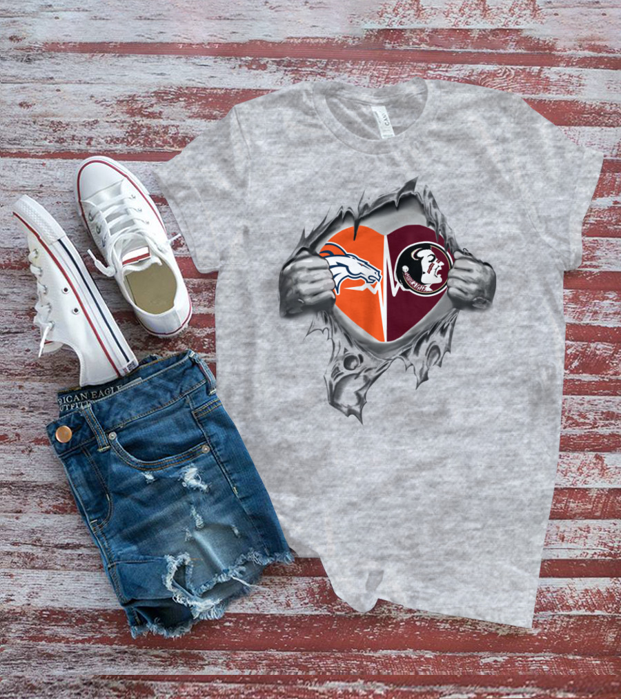 Broncos Seminoles Heart T-Shirt