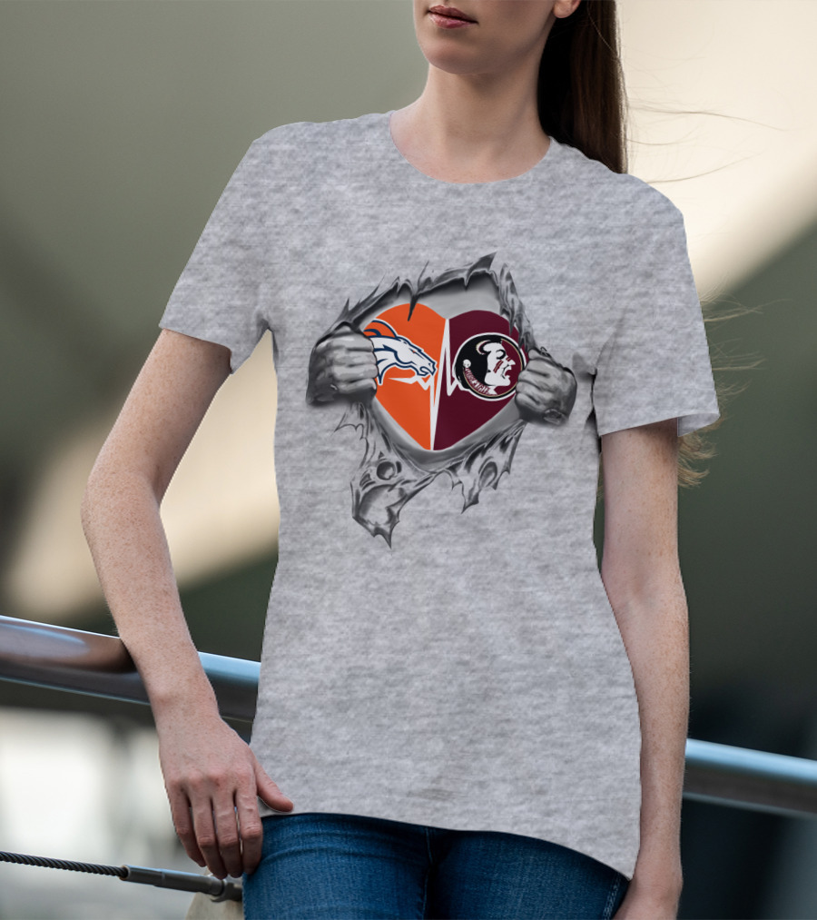 Broncos Seminoles Heart T-Shirt
