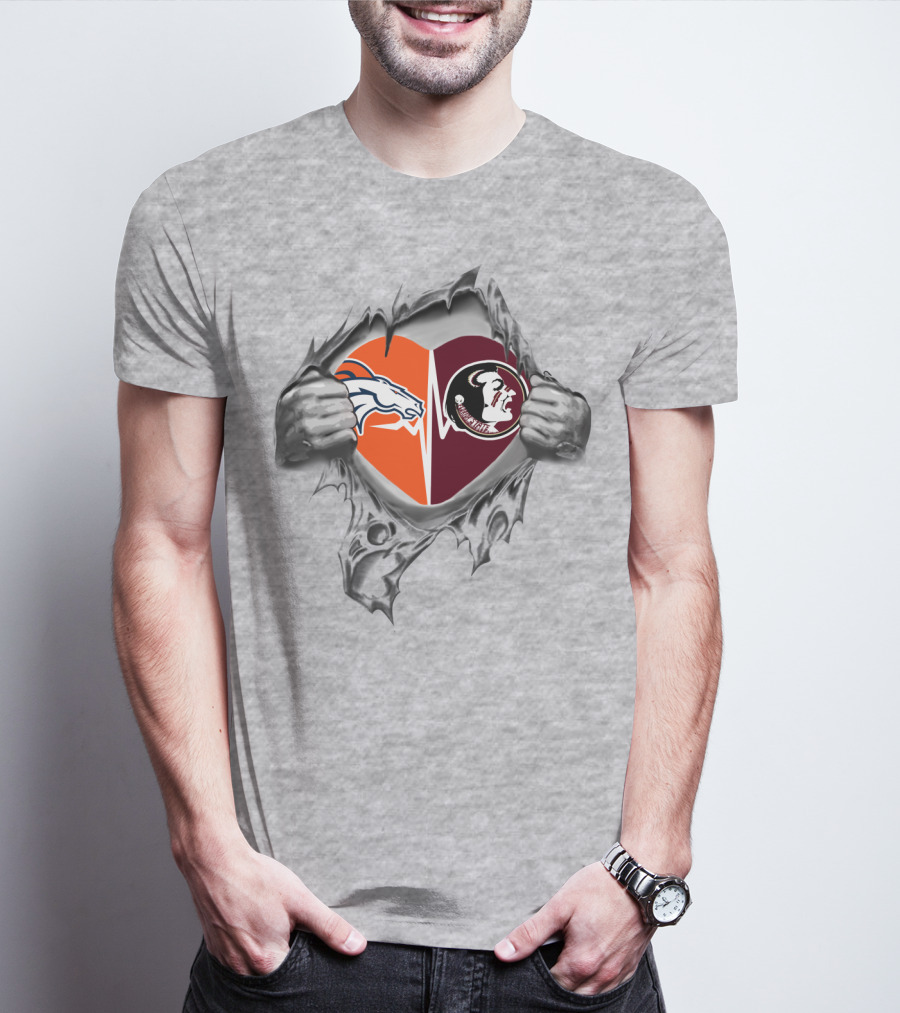 Broncos Seminoles Heart T-Shirt