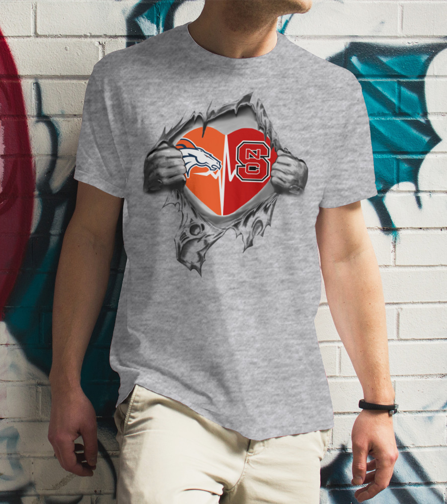 Denver Broncos NC State Heart Torn T-Shirt