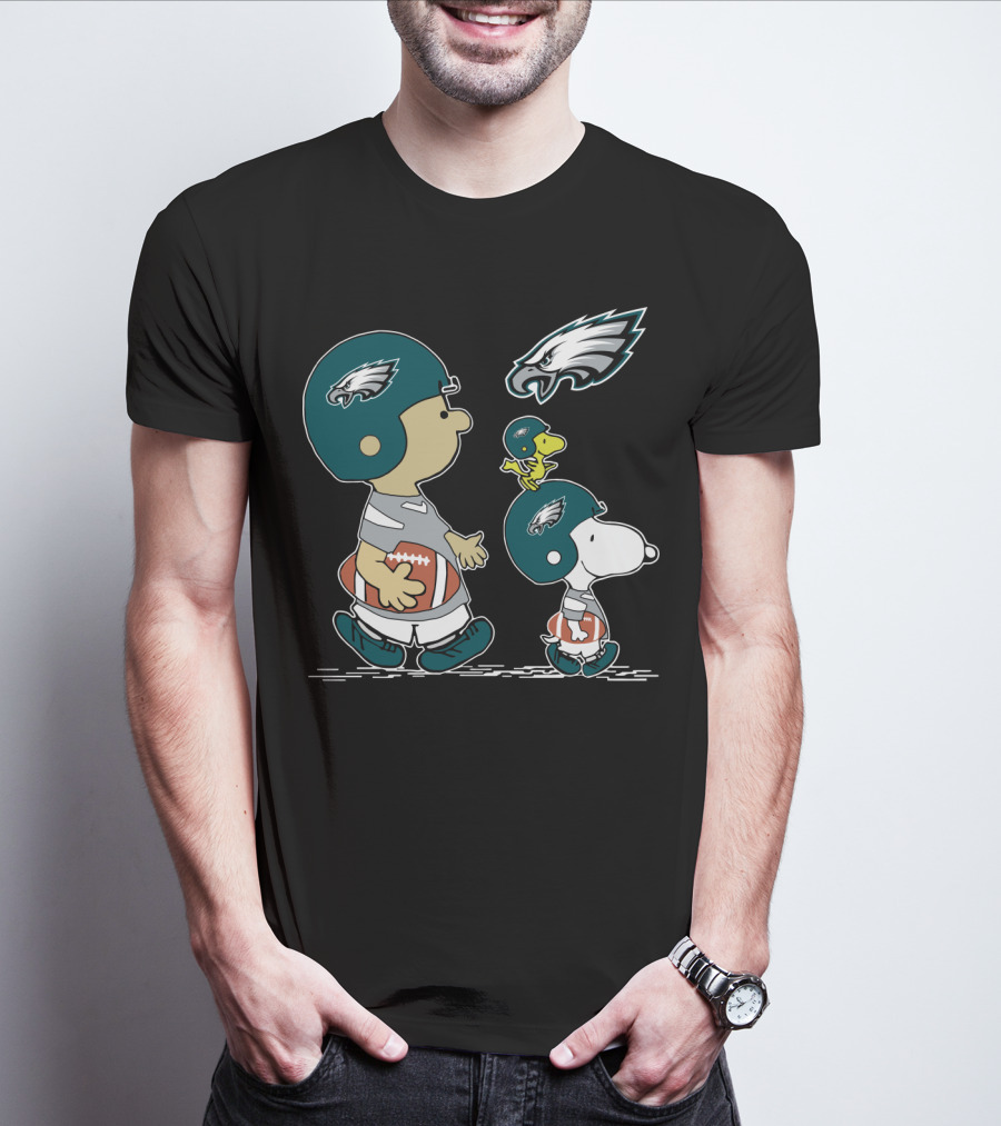 Philadelphia Eagles Snoopy Woodstock Football Helmet Adventure T-Shirt