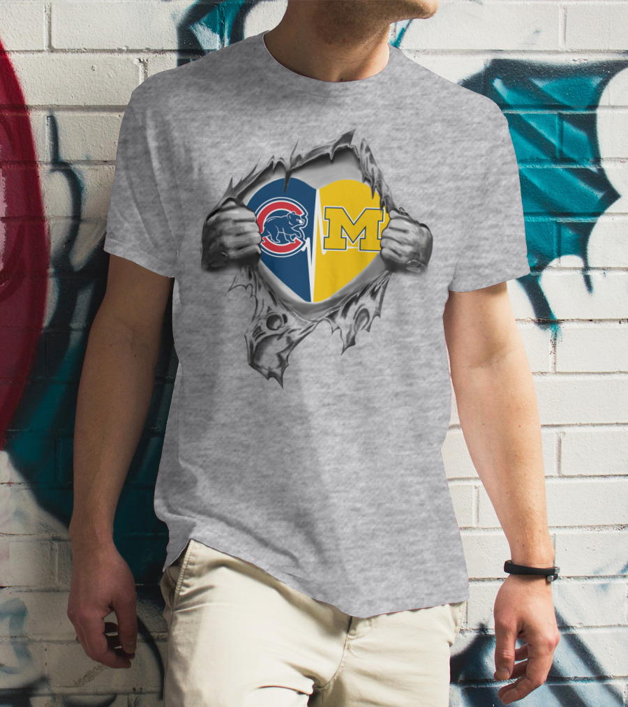 Cubs Michigan Heart Hands Ripping T-Shirt