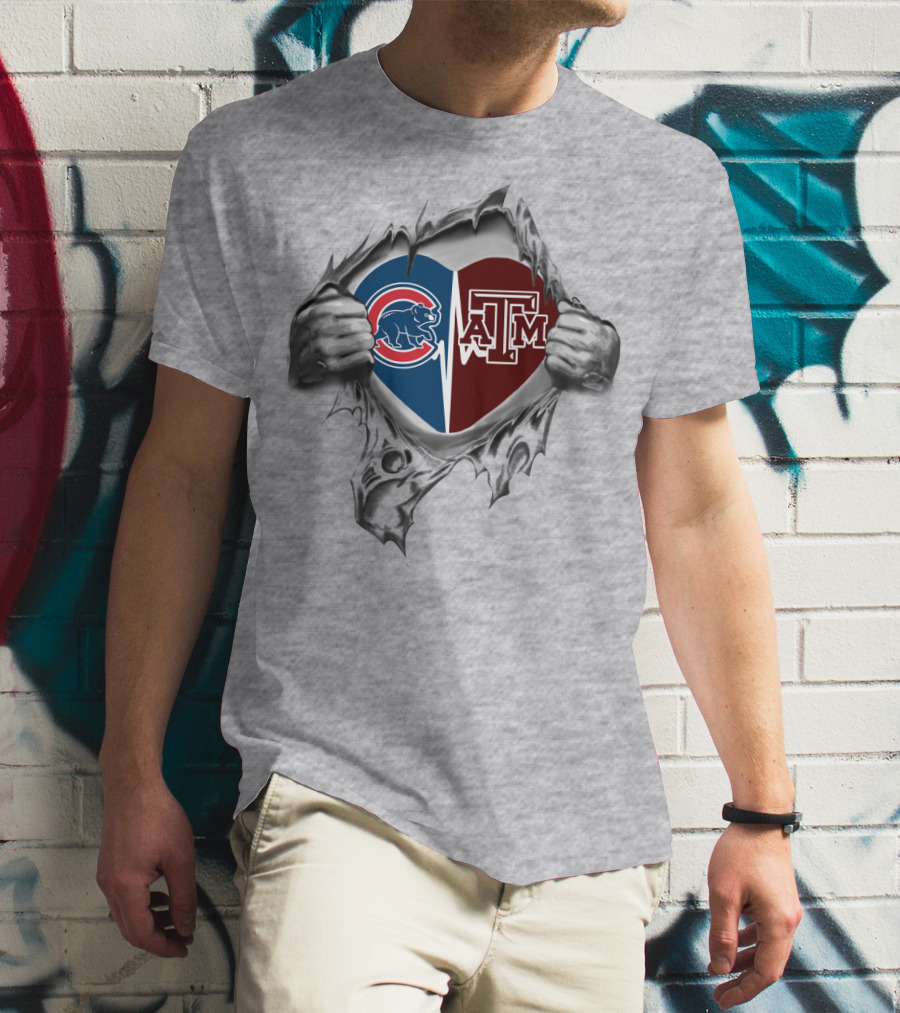 Cubs Texas A&M Aggies Heart T-Shirt