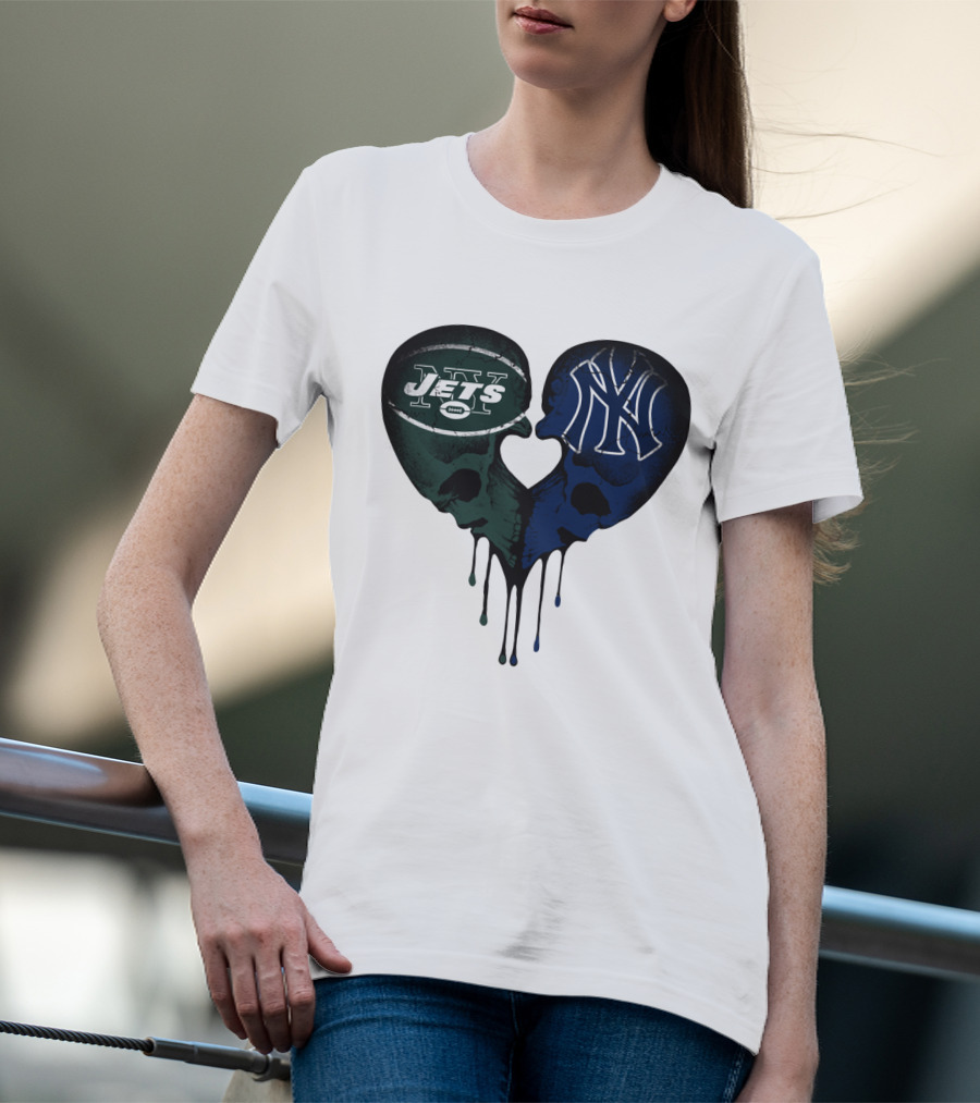 Jets Yankees Skull Heart Logo Fusion T-Shirt
