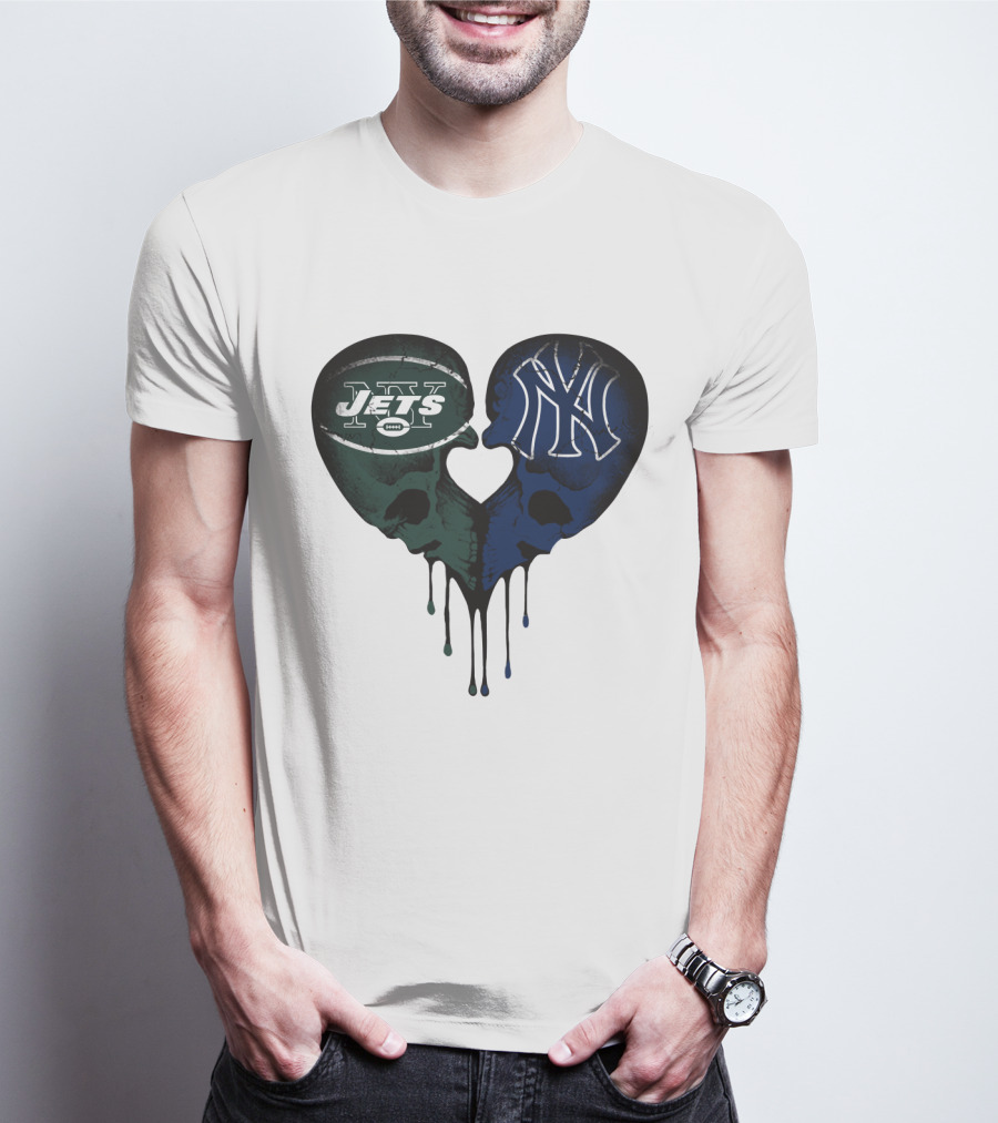 Jets Yankees Skull Heart Logo Fusion T-Shirt