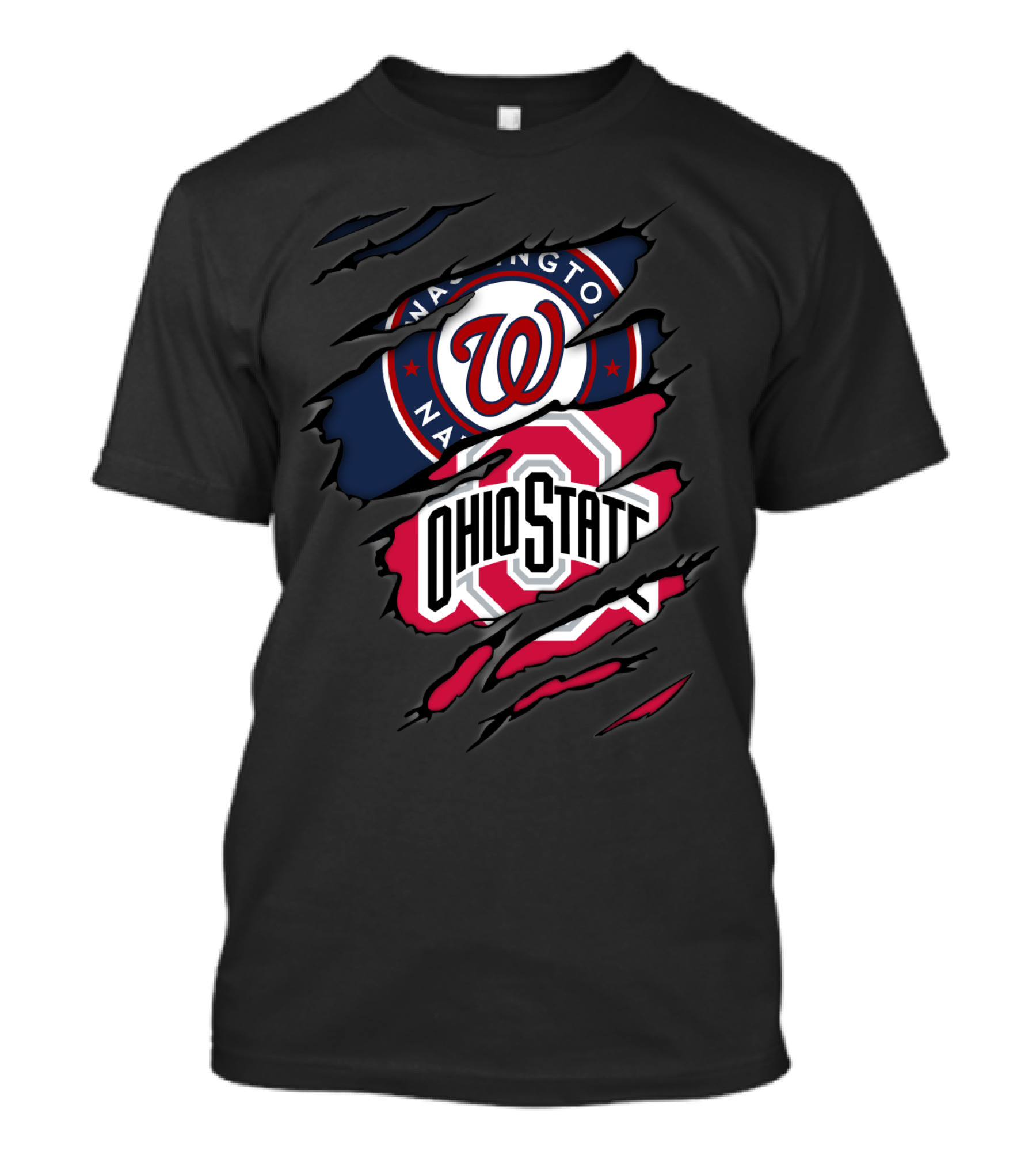 Washington Nationals Ohio State Buckeyes Logo Fusion T-Shirt