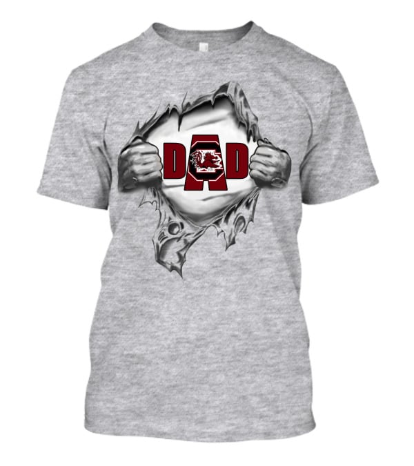 Gamecocks Dad Superhero Tearing Metal Hands T-Shirt