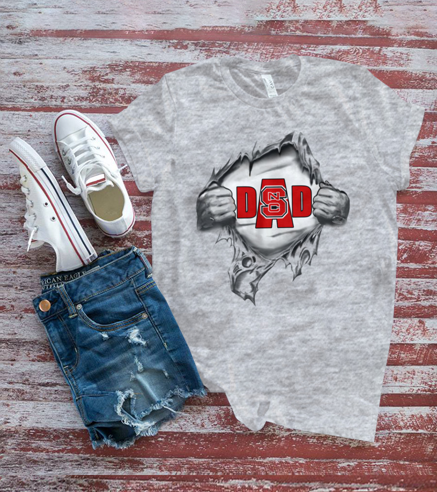 NC State Dad Logo Ripped T-Shirt