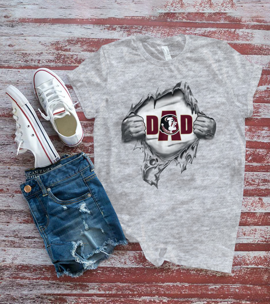 Seminoles Dad FSU Logo Tearing Fabric T-Shirt