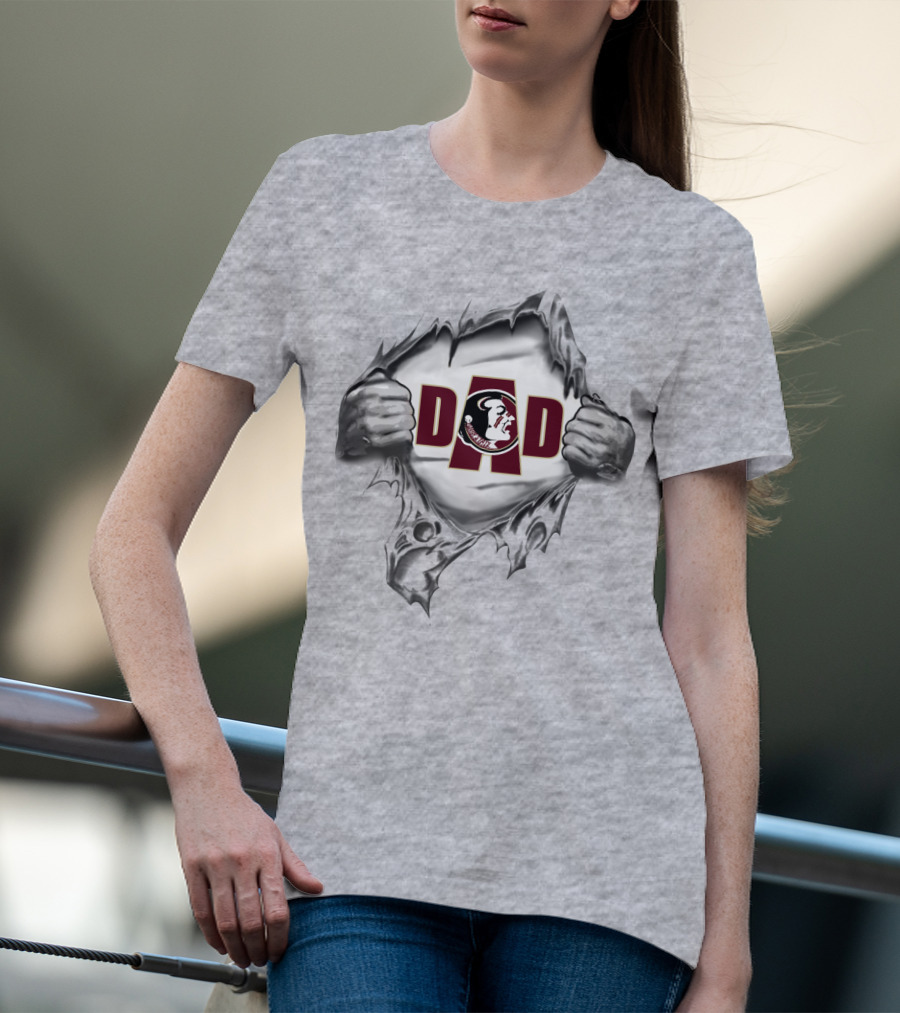 Seminoles Dad FSU Logo Tearing Fabric T-Shirt