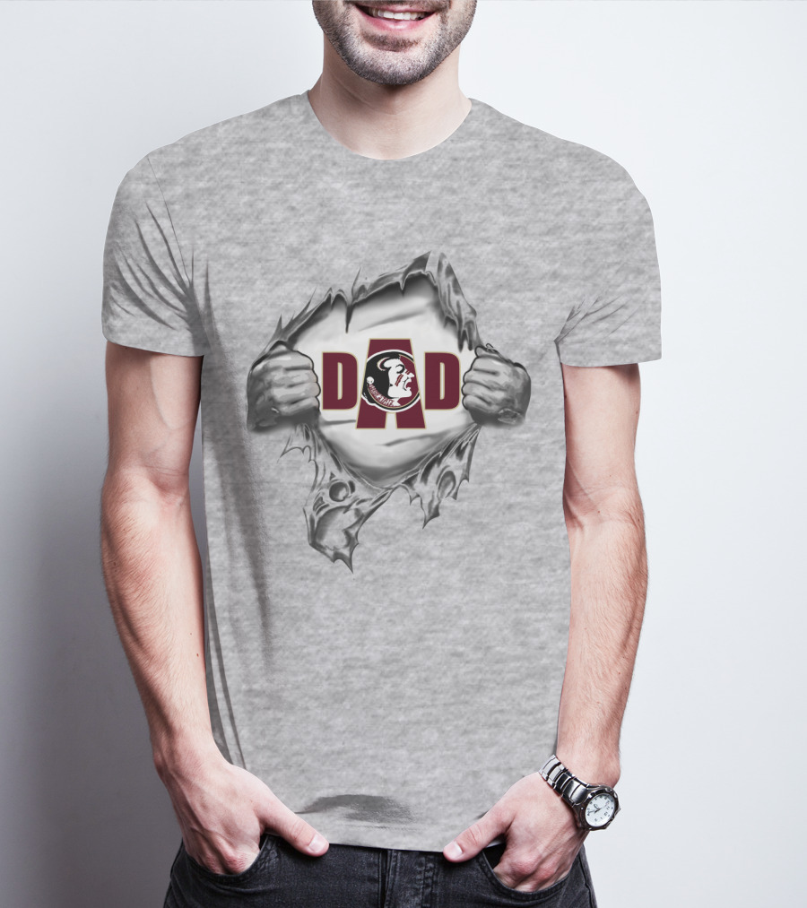 Seminoles Dad FSU Logo Tearing Fabric T-Shirt