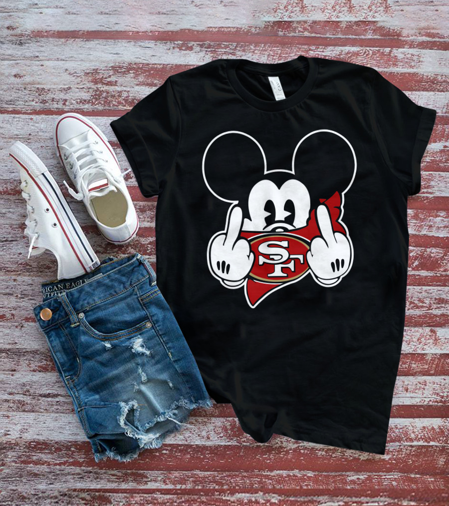 49ers Mickey Sf Logo Middle Finger T-Shirt