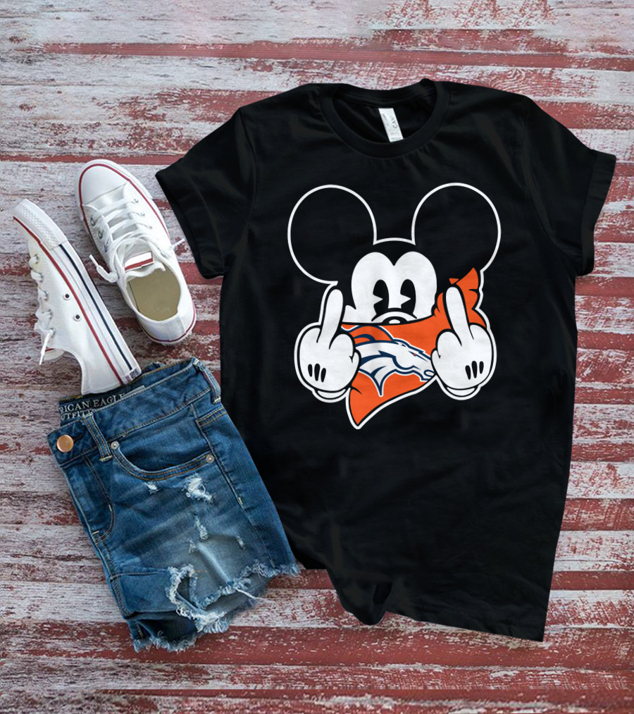 Broncos Mickey Mouse Middle Finger Gesture T-Shirt