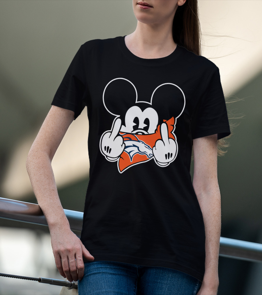 Broncos Mickey Mouse Middle Finger Gesture T-Shirt