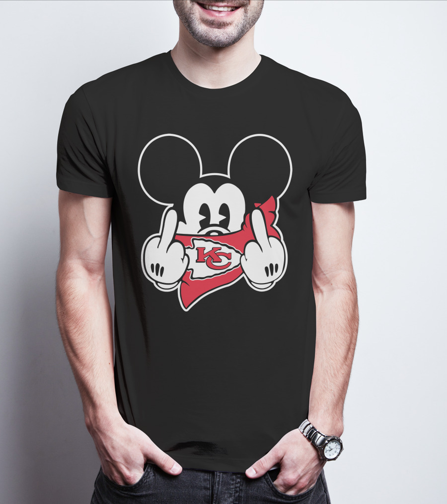 Chiefs KC Mickey Mouse Middle Finger T-Shirt
