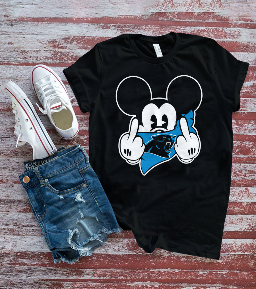 Panthers Mickey Mouse Middle Finger Gesture T-Shirt