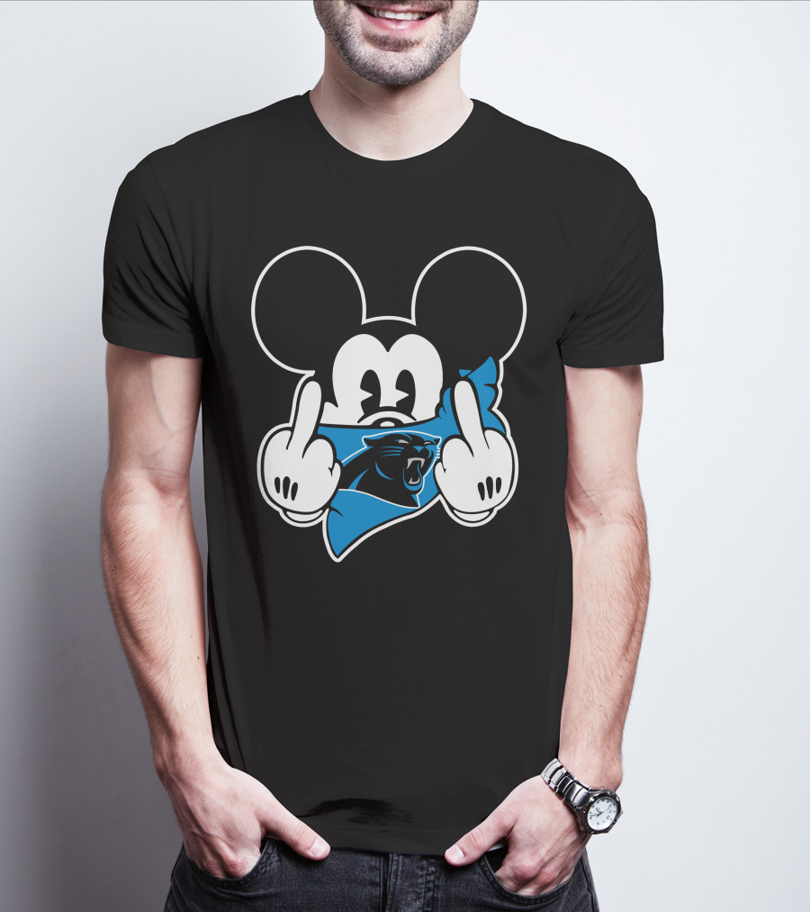 Panthers Mickey Mouse Middle Finger Gesture T-Shirt