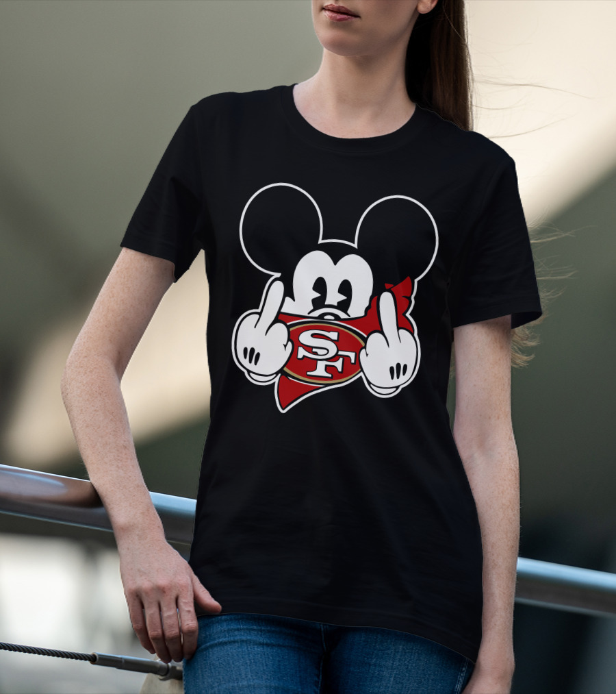 Sf 49ers Mickey Mouse Middle Finger T-Shirt