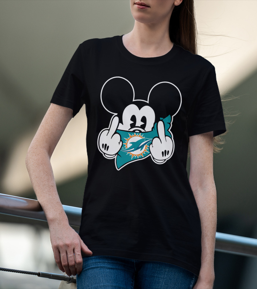 Mickey Mouse Dolphins Fanatic Bold Gesture Soccer Team Spirit Display T-Shirt