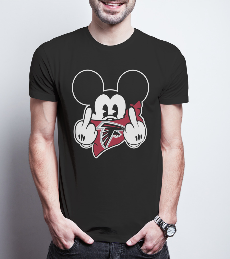 Falcons Mickey Mouse Hands Middle Finger Gesture T-Shirt