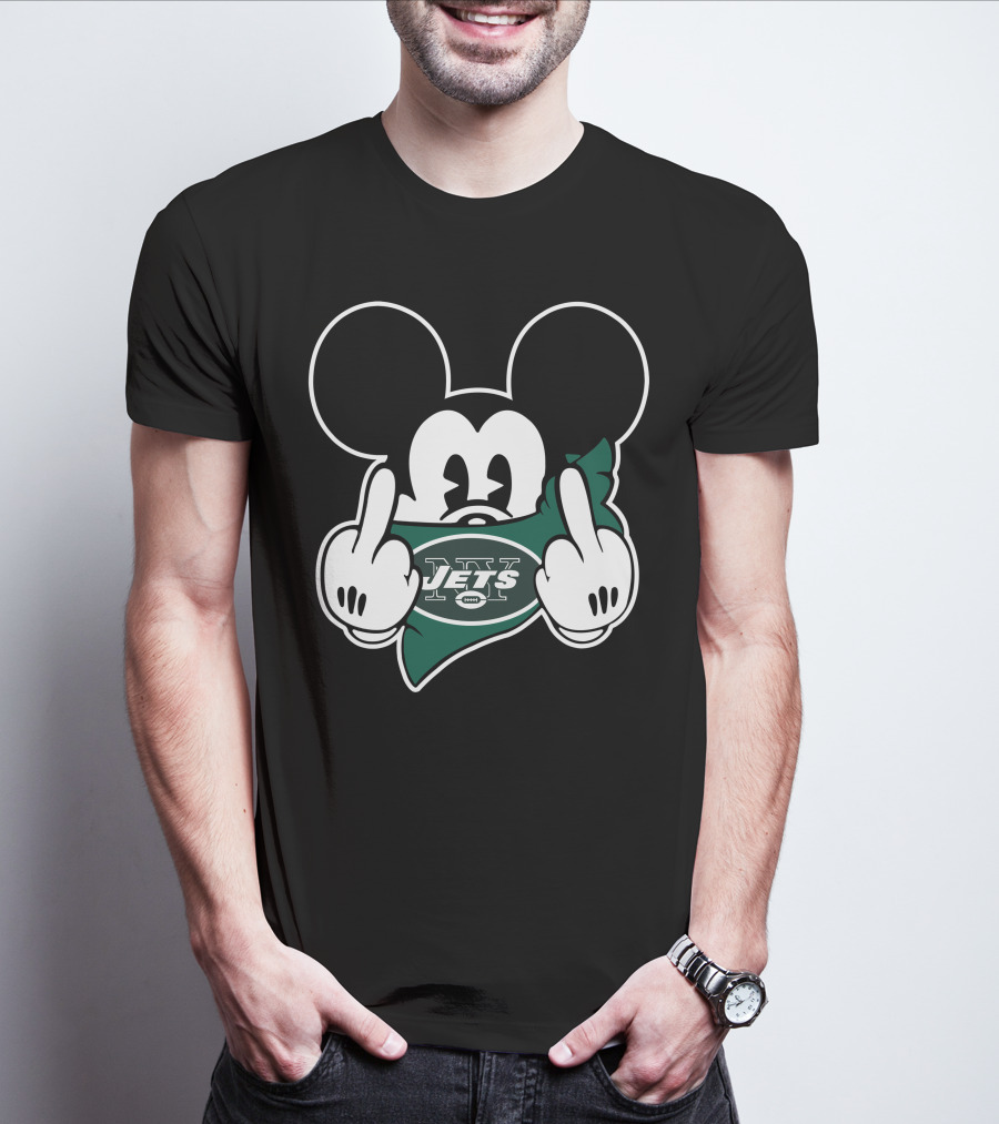 Jets Mouse Middle Finger Face Covering Football T-Shirt