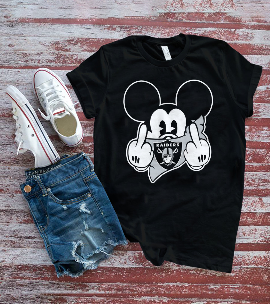 Raiders Logo Parody With Cartoon Character Showing Middle Fingers T-Shirt