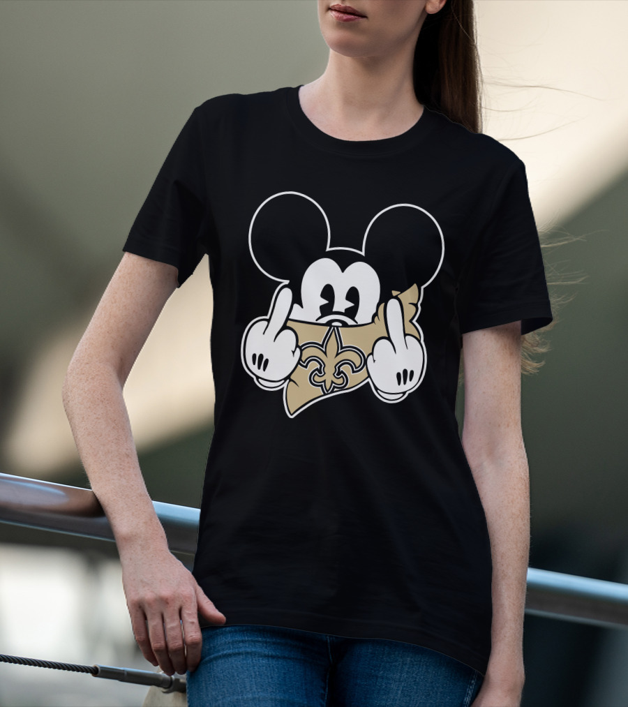 Saints Logo Gesture With Mouse Ears And Fleur-de-lis T-Shirt